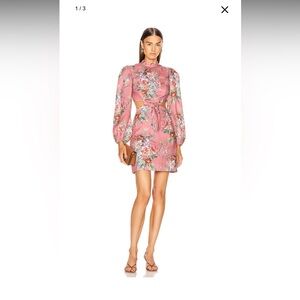 Zimmermann Pink Floral Long Sleeve Dress